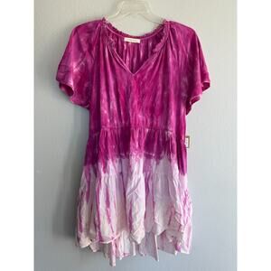 New $194 River + Sky Chaya Boho Tie Dye Dress, Pink Zinnia - S-M